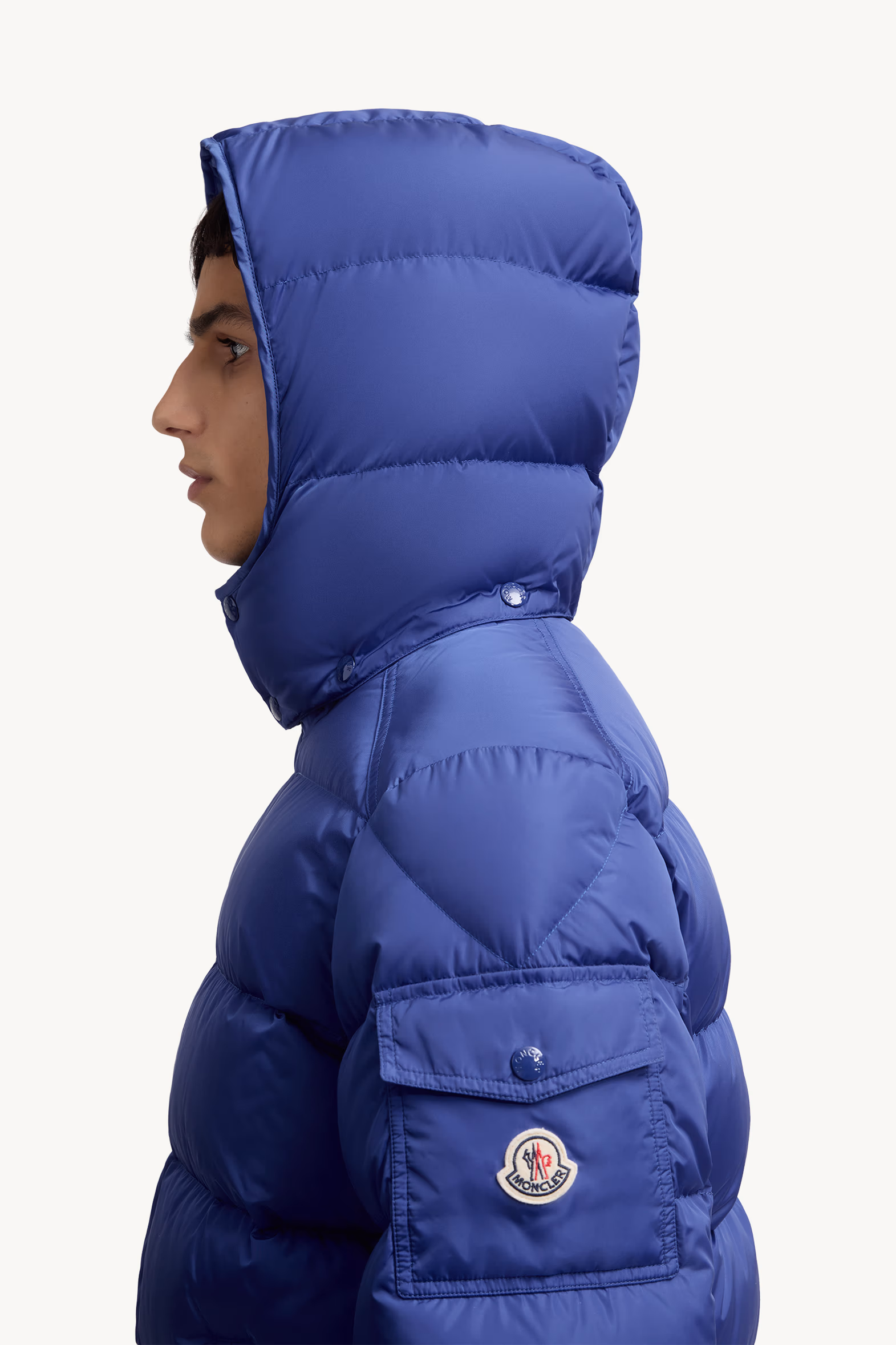 Moncler Maya Hooded Short Down Jacket Men Electric Blue Moncler 4
